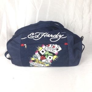 ED HARDY Blue Denim Duffle Bag